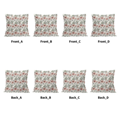 Japan Floral Peach Velvet 4 Pcs Square Pillow Case Covers (5 sizes) - DeRose Seasonal