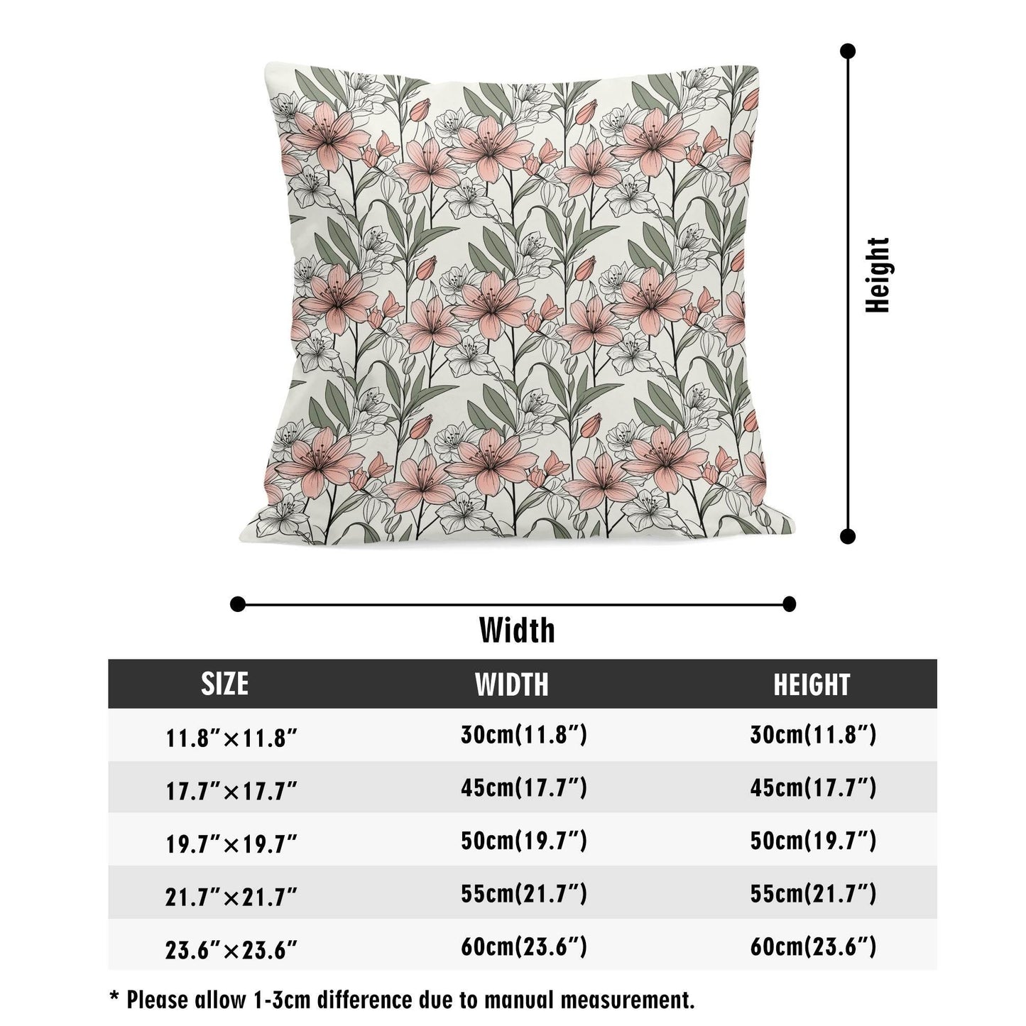Japan Floral Peach Velvet 4 Pcs Square Pillow Case Covers (5 sizes) - DeRose Seasonal