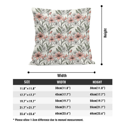 Japan Floral Peach Velvet 4 Pcs Square Pillow Case Covers (5 sizes) - DeRose Seasonal