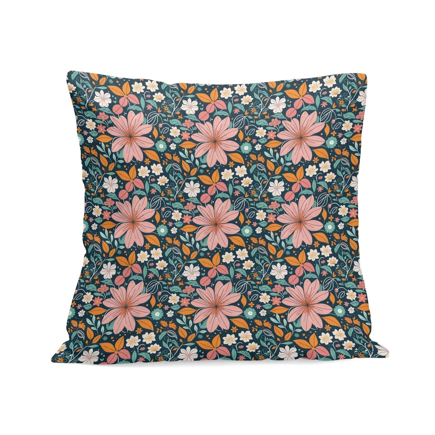Wild Flowers Peach Velvet 4 Pcs Square Pillow Case Covers (5 sizes) - DeRose Seasonal