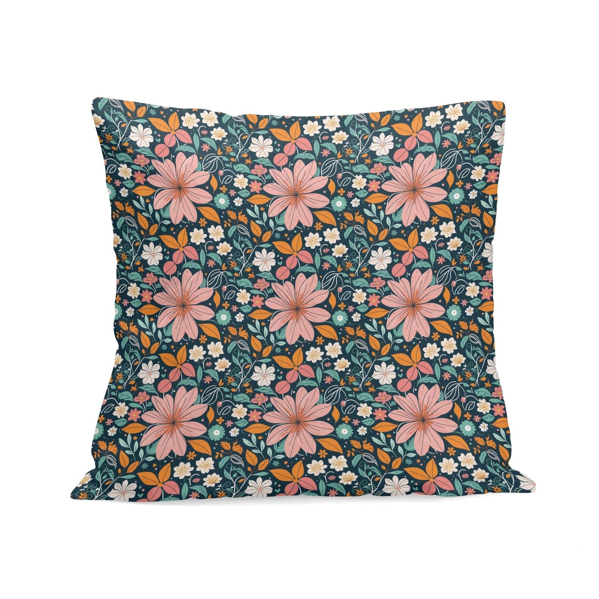 Wild Flowers Peach Velvet 4 Pcs Square Pillow Case Covers (5 sizes) - DeRose Seasonal