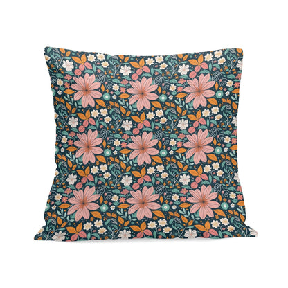 Wild Flowers Peach Velvet 4 Pcs Square Pillow Case Covers (5 sizes) - DeRose Seasonal