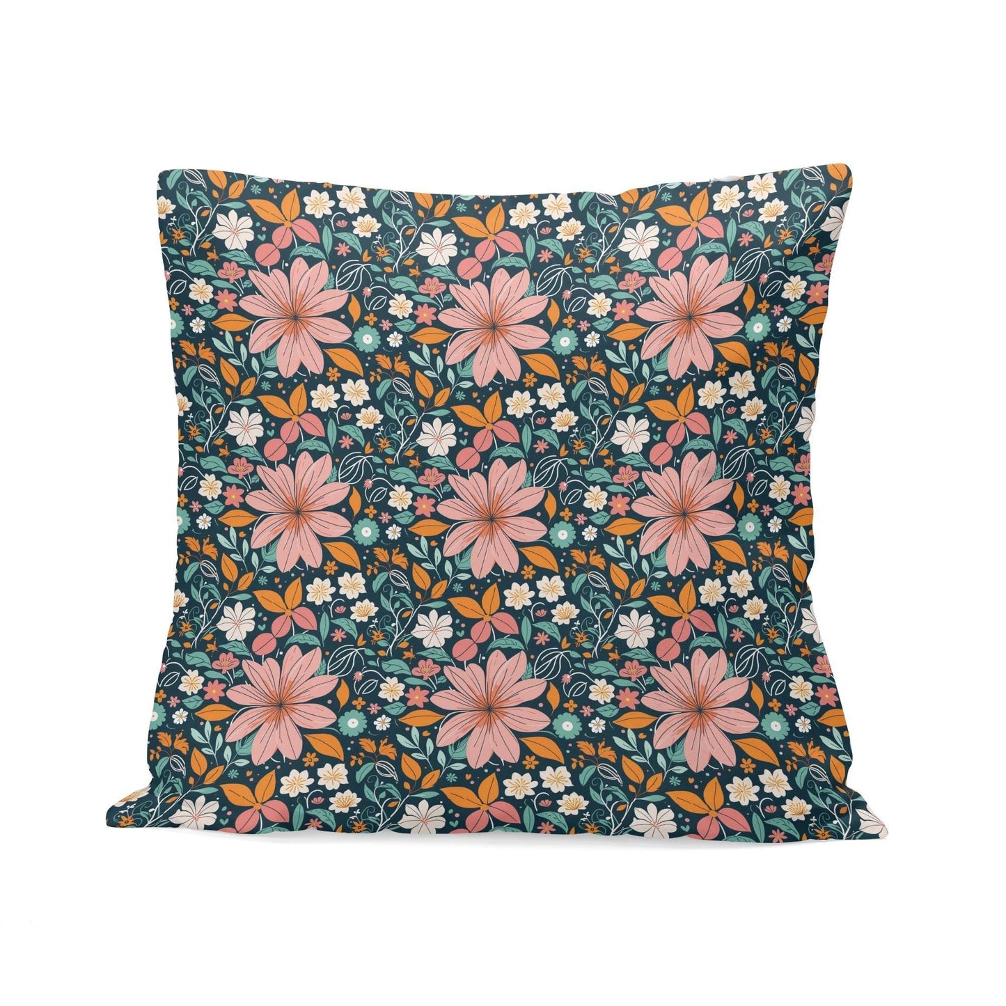 Wild Flowers Peach Velvet 4 Pcs Square Pillow Case Covers (5 sizes) - DeRose Seasonal