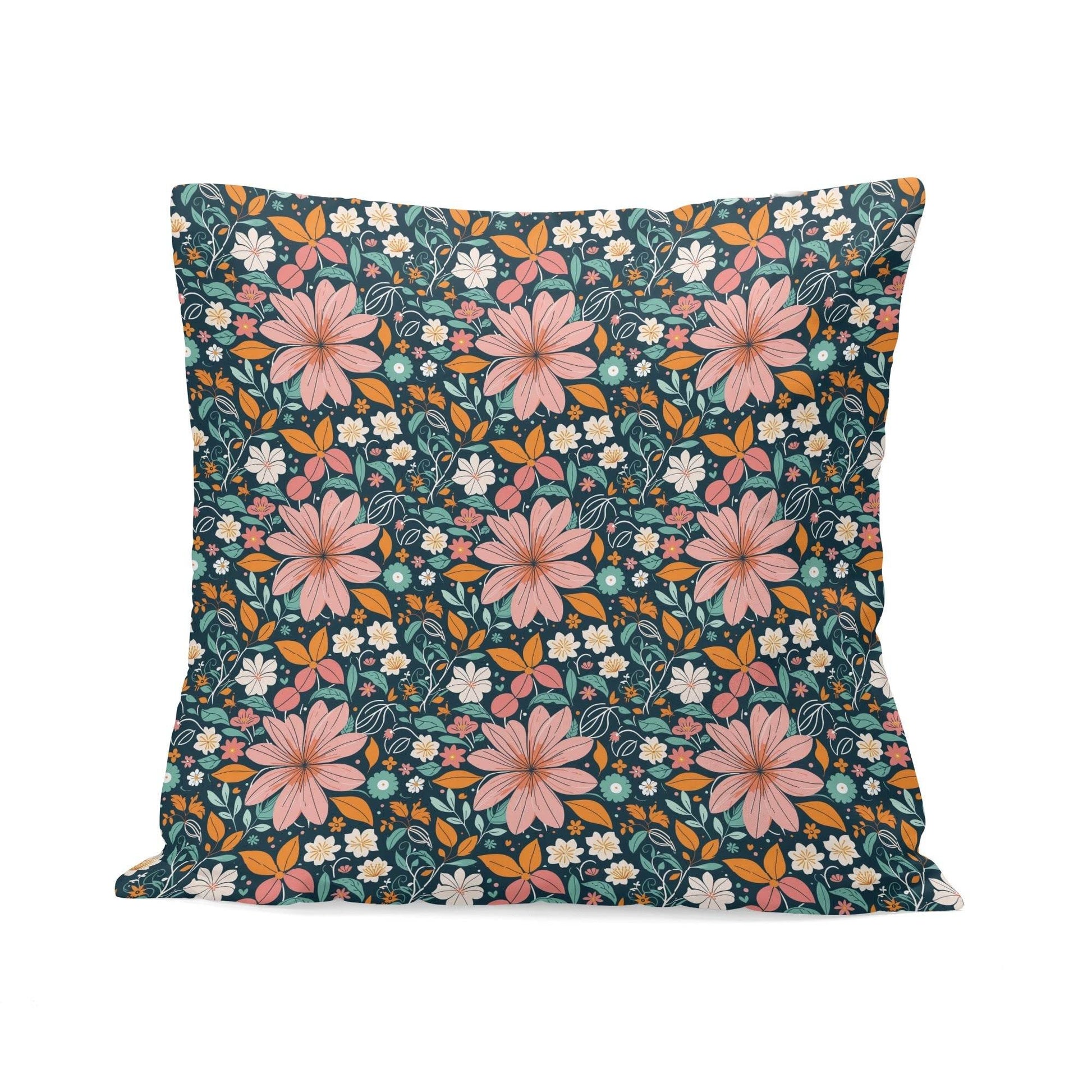 Wild Flowers Peach Velvet 4 Pcs Square Pillow Case Covers (5 sizes) - DeRose Seasonal