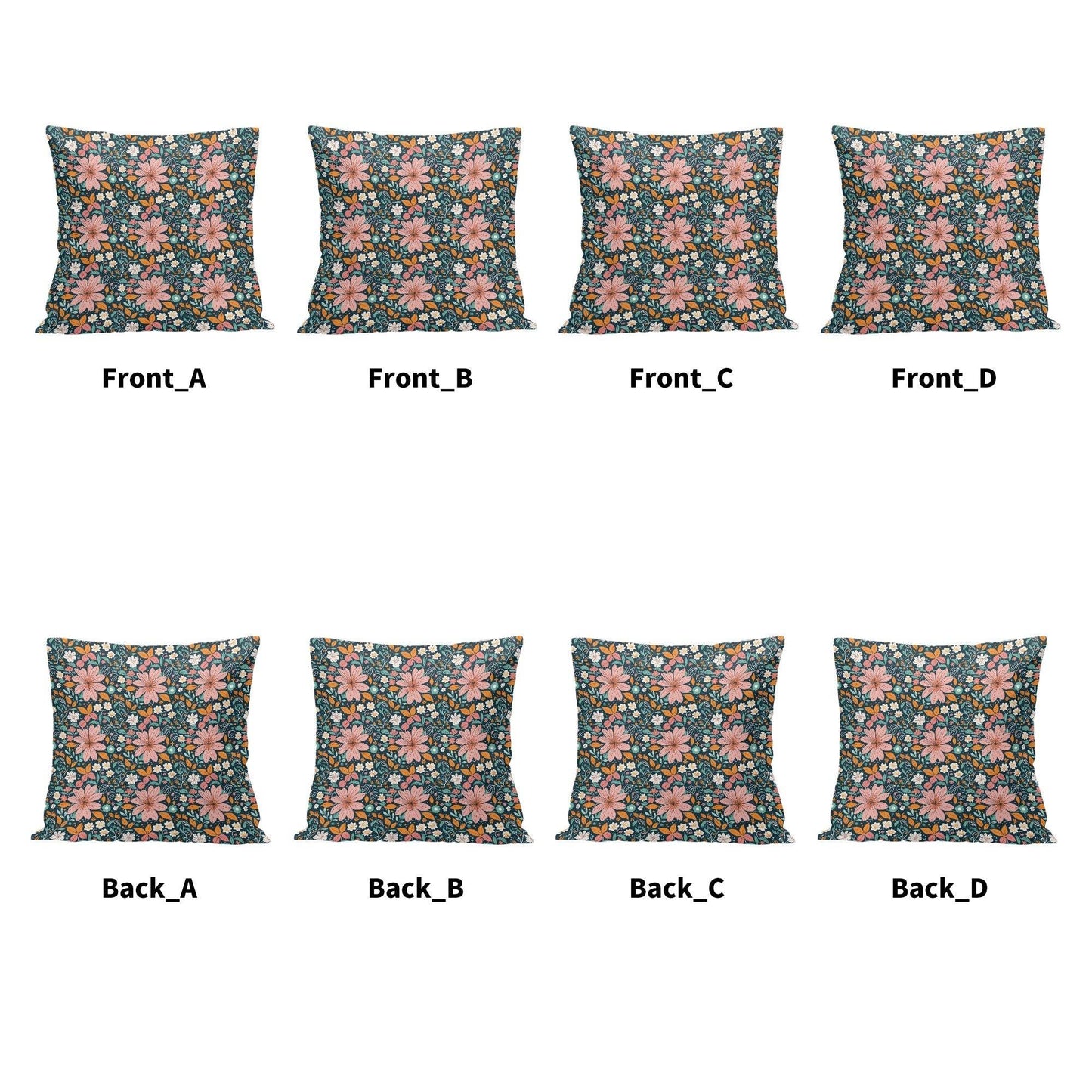 Wild Flowers Peach Velvet 4 Pcs Square Pillow Case Covers (5 sizes) - DeRose Seasonal