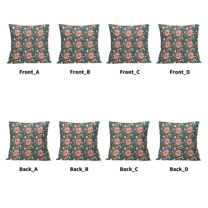 Wild Flowers Peach Velvet 4 Pcs Square Pillow Case Covers (5 sizes) - DeRose Seasonal