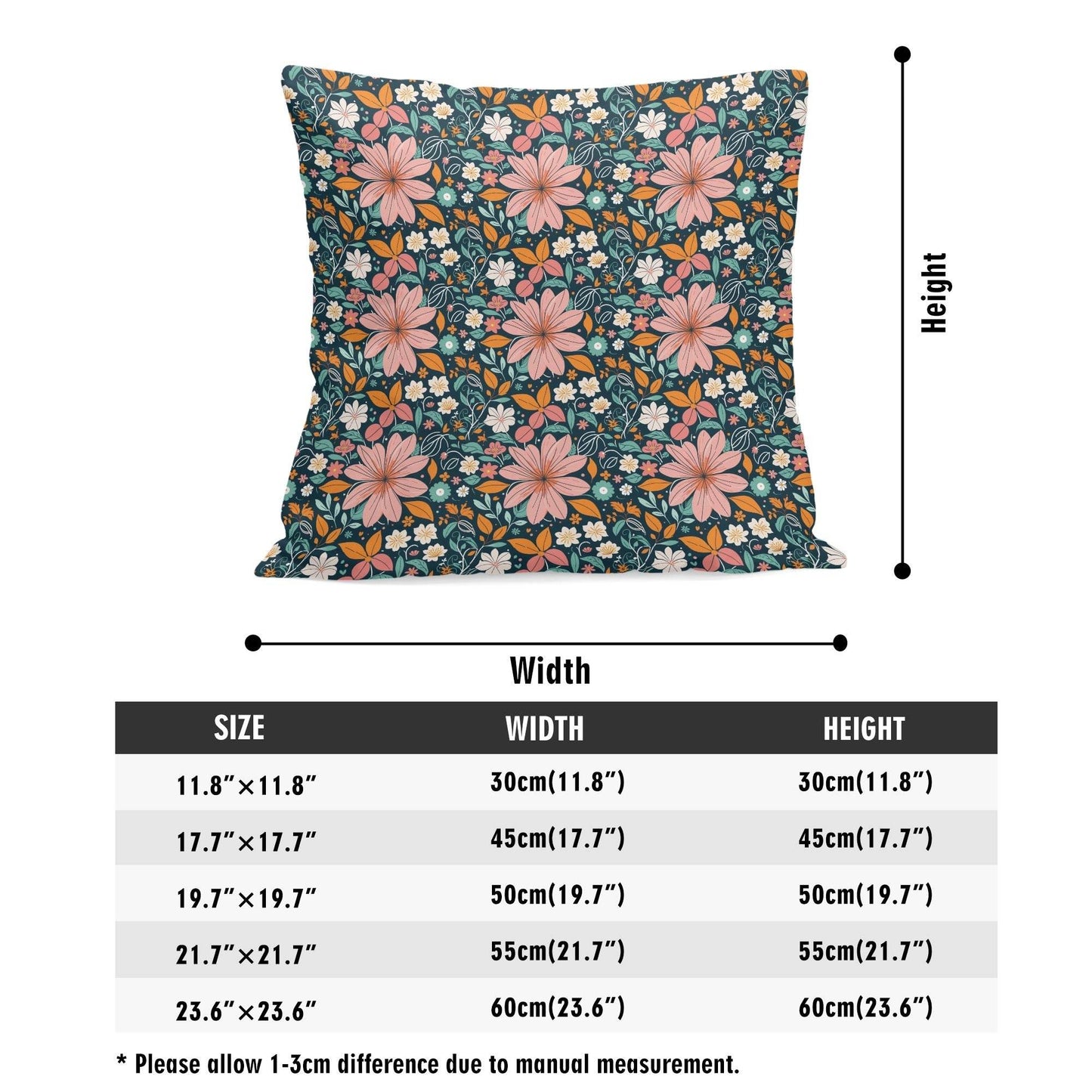 Wild Flowers Peach Velvet 4 Pcs Square Pillow Case Covers (5 sizes) - DeRose Seasonal