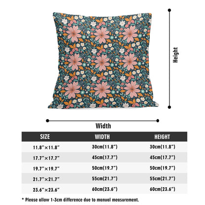 Wild Flowers Peach Velvet 4 Pcs Square Pillow Case Covers (5 sizes) - DeRose Seasonal