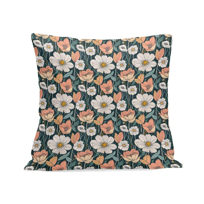 Tulips and Daisys Peach Velvet 4 Pcs Square Pillow Case Covers (5 sizes) - DeRose Seasonal