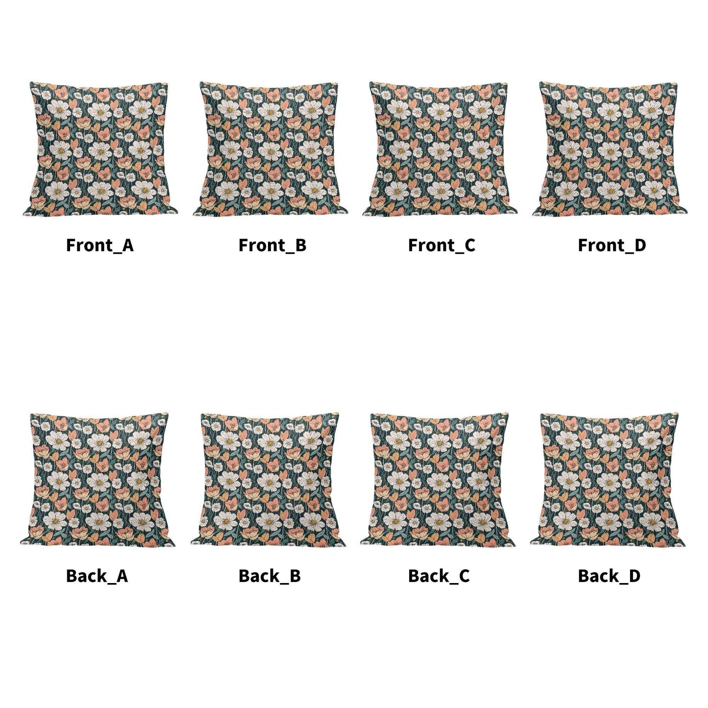 Tulips and Daisys Peach Velvet 4 Pcs Square Pillow Case Covers (5 sizes) - DeRose Seasonal