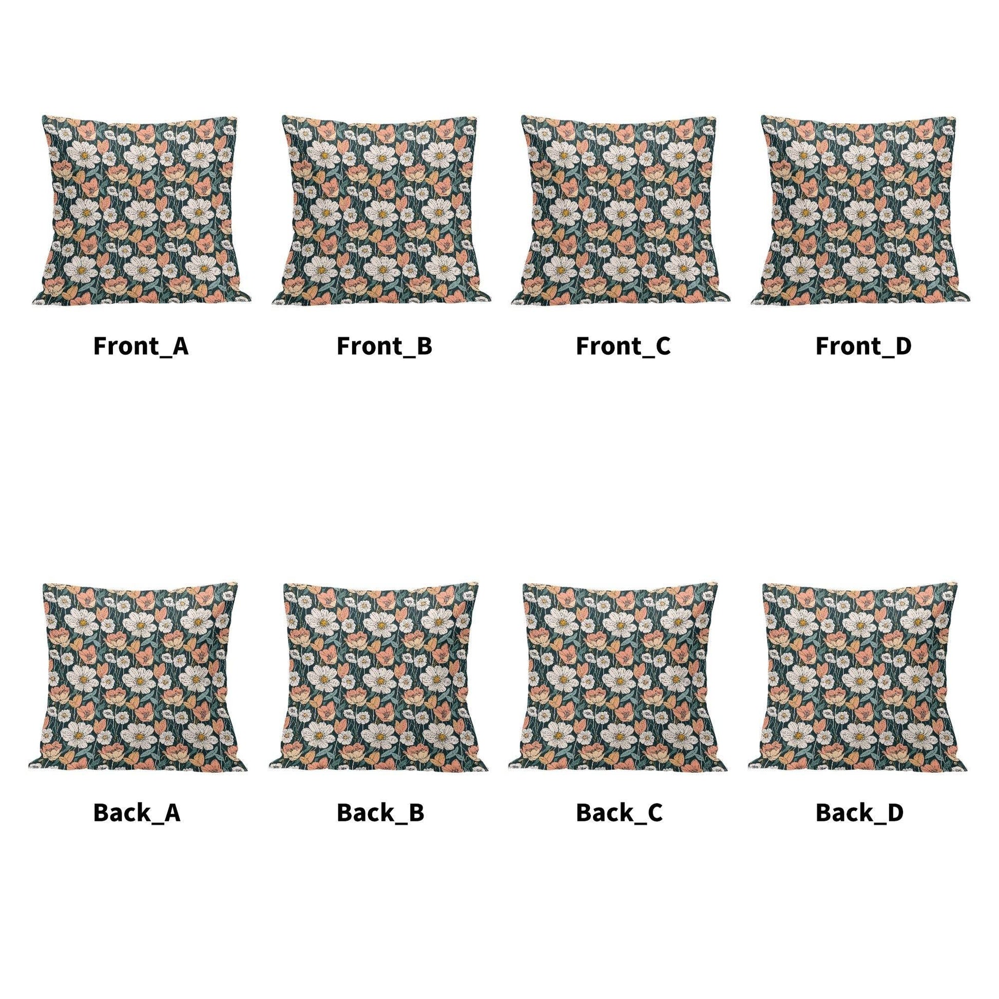 Tulips and Daisys Peach Velvet 4 Pcs Square Pillow Case Covers (5 sizes) - DeRose Seasonal