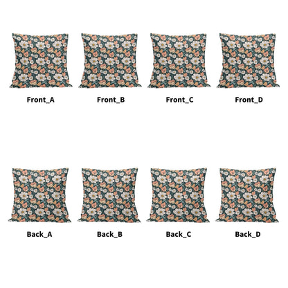 Tulips and Daisys Peach Velvet 4 Pcs Square Pillow Case Covers (5 sizes) - DeRose Seasonal