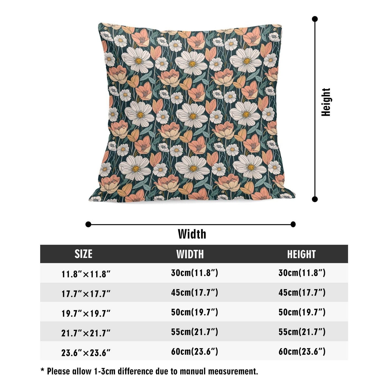 Tulips and Daisys Peach Velvet 4 Pcs Square Pillow Case Covers (5 sizes) - DeRose Seasonal