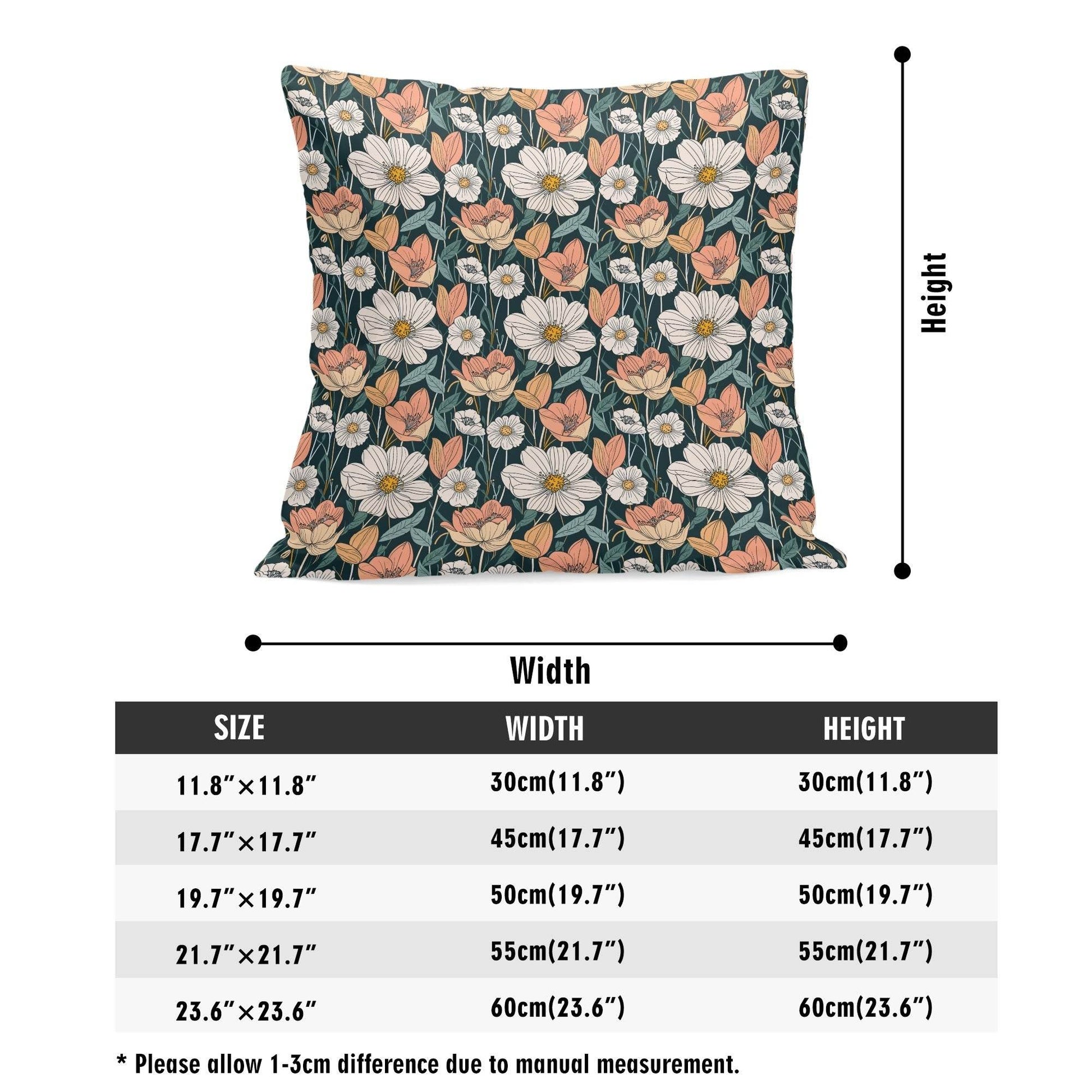 Tulips and Daisys Peach Velvet 4 Pcs Square Pillow Case Covers (5 sizes) - DeRose Seasonal