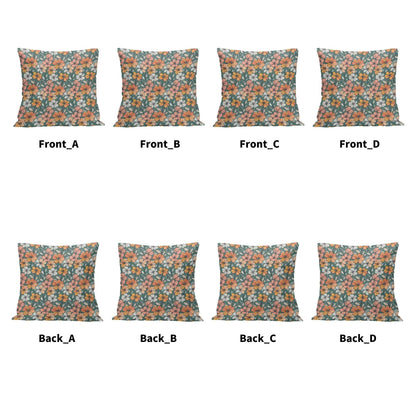 Pastel Flowers Peach Velvet 4 Pcs Square Pillow Case Covers (5 sizes) - DeRose Seasonal