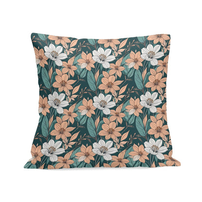 Pastel Floral Peach Velvet 4 Pcs Square Pillow Case Covers (5 sizes) - DeRose Seasonal