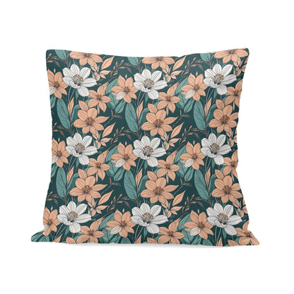 Pastel Floral Peach Velvet 4 Pcs Square Pillow Case Covers (5 sizes) - DeRose Seasonal