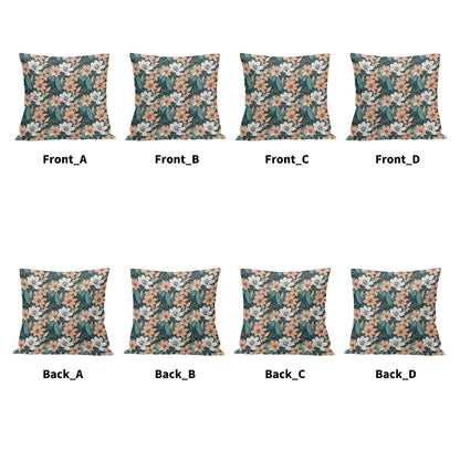 Pastel Floral Peach Velvet 4 Pcs Square Pillow Case Covers (5 sizes) - DeRose Seasonal