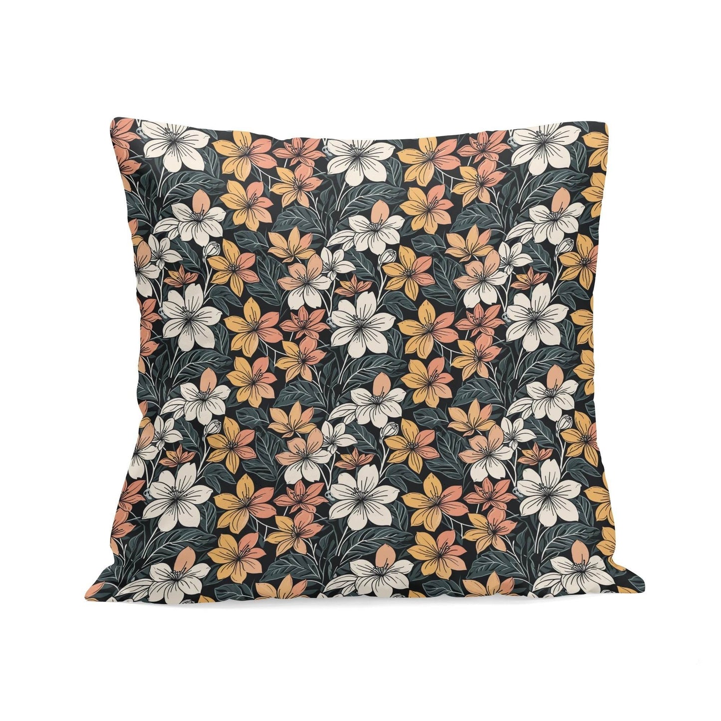 Field of Flowers Peach Velvet 4 Pcs Square Pillow Case Covers (5 sizes) - DeRose Seasonal