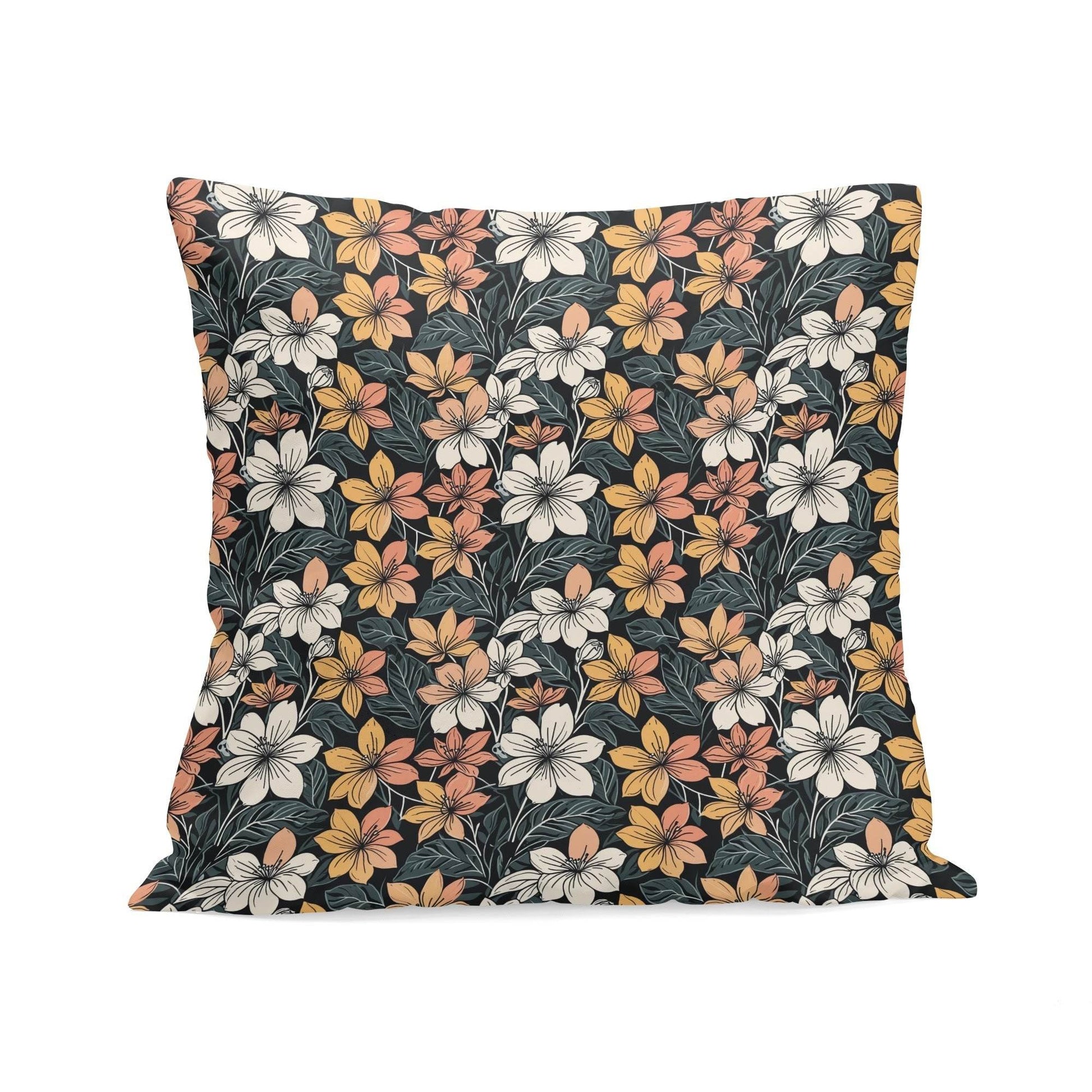 Field of Flowers Peach Velvet 4 Pcs Square Pillow Case Covers (5 sizes) - DeRose Seasonal