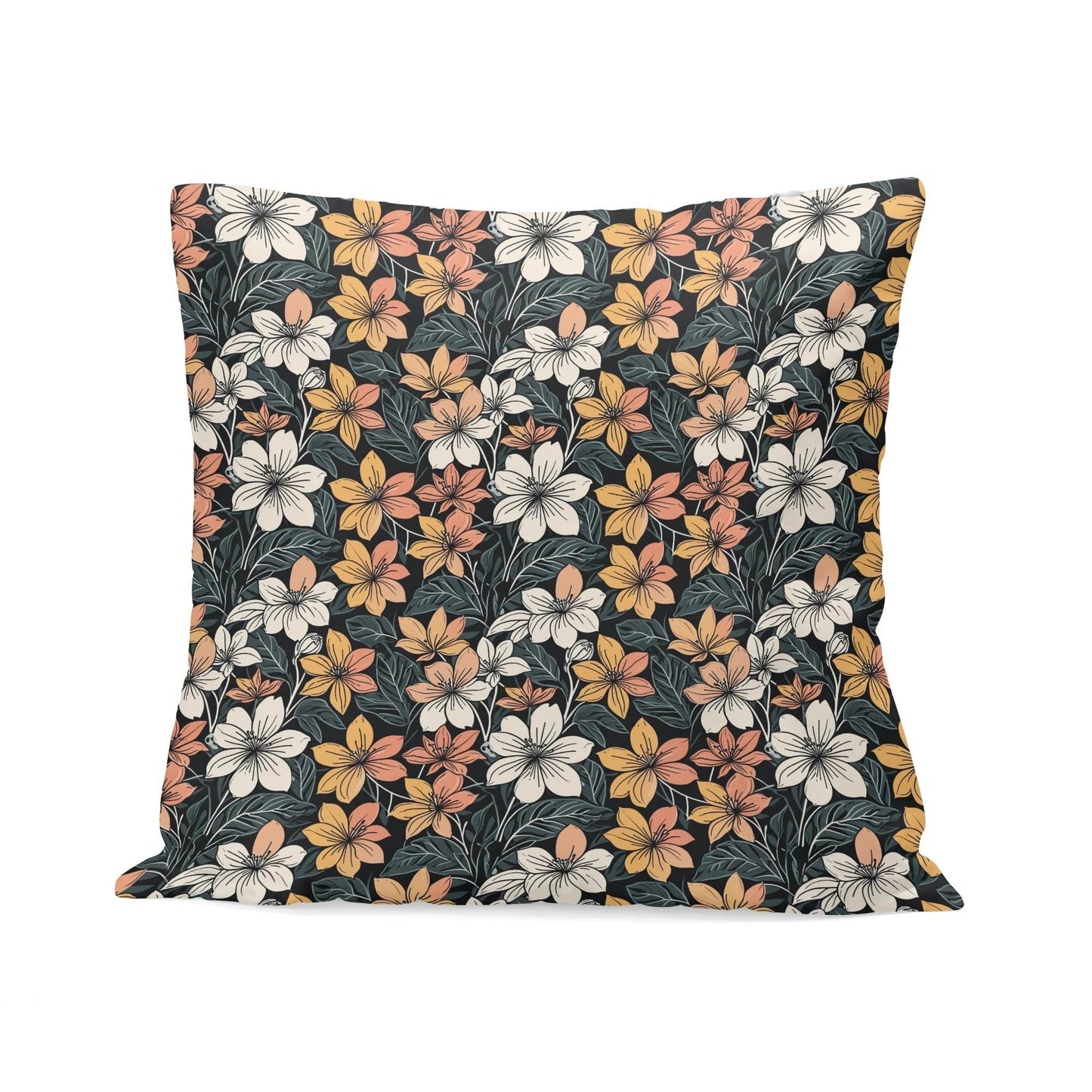 Field of Flowers Peach Velvet 4 Pcs Square Pillow Case Covers (5 sizes) - DeRose Seasonal