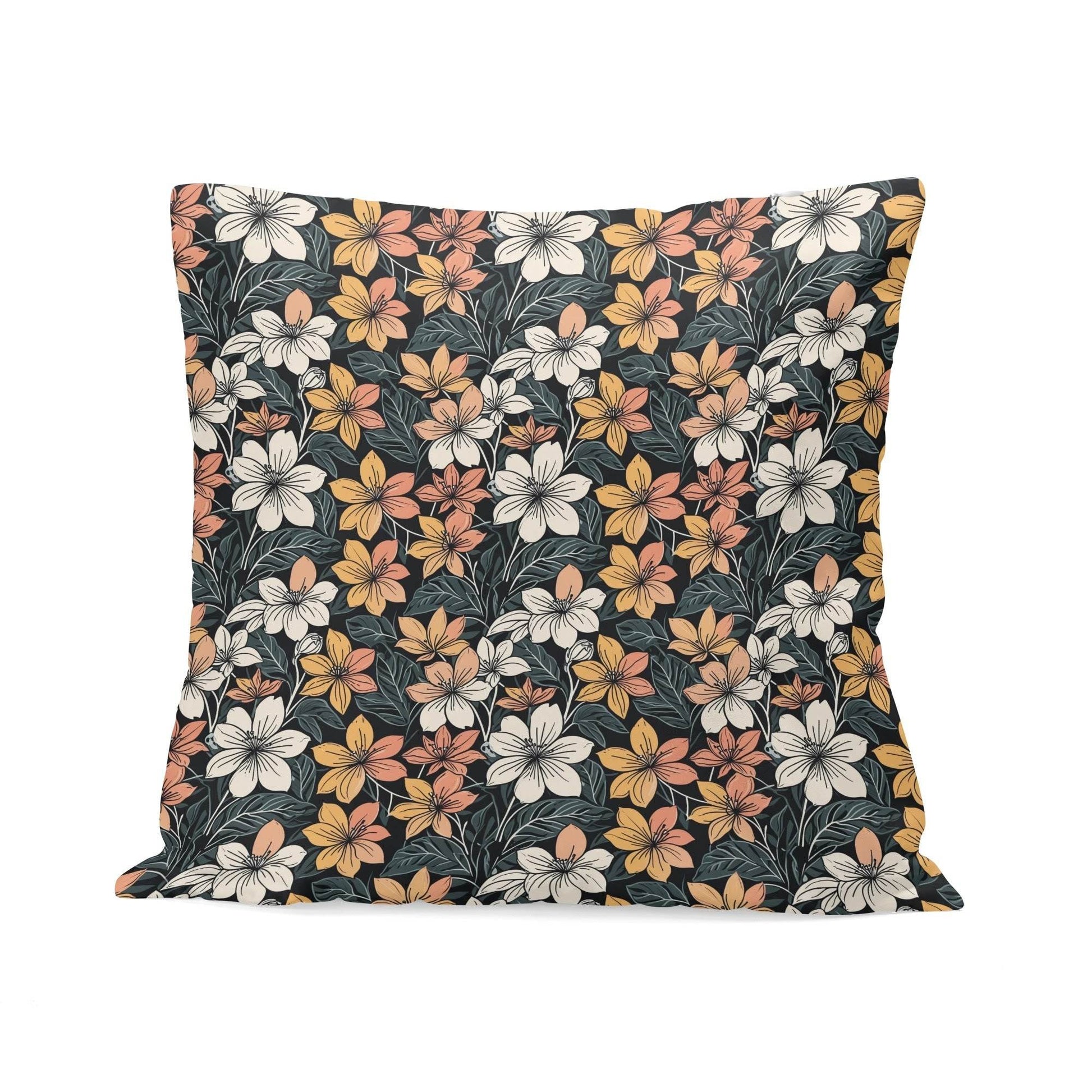 Field of Flowers Peach Velvet 4 Pcs Square Pillow Case Covers (5 sizes) - DeRose Seasonal