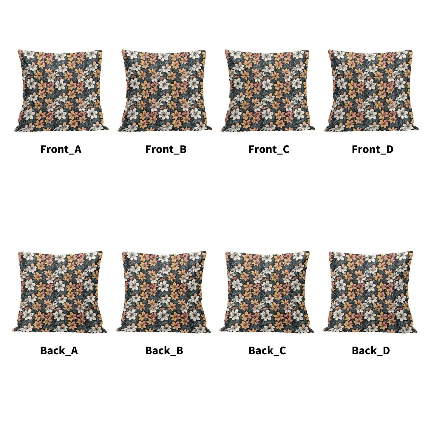 Field of Flowers Peach Velvet 4 Pcs Square Pillow Case Covers (5 sizes) - DeRose Seasonal