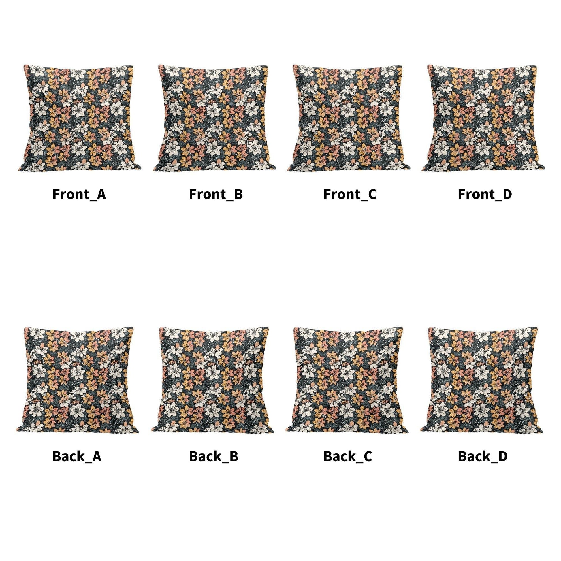 Field of Flowers Peach Velvet 4 Pcs Square Pillow Case Covers (5 sizes) - DeRose Seasonal