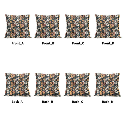 Field of Flowers Peach Velvet 4 Pcs Square Pillow Case Covers (5 sizes) - DeRose Seasonal
