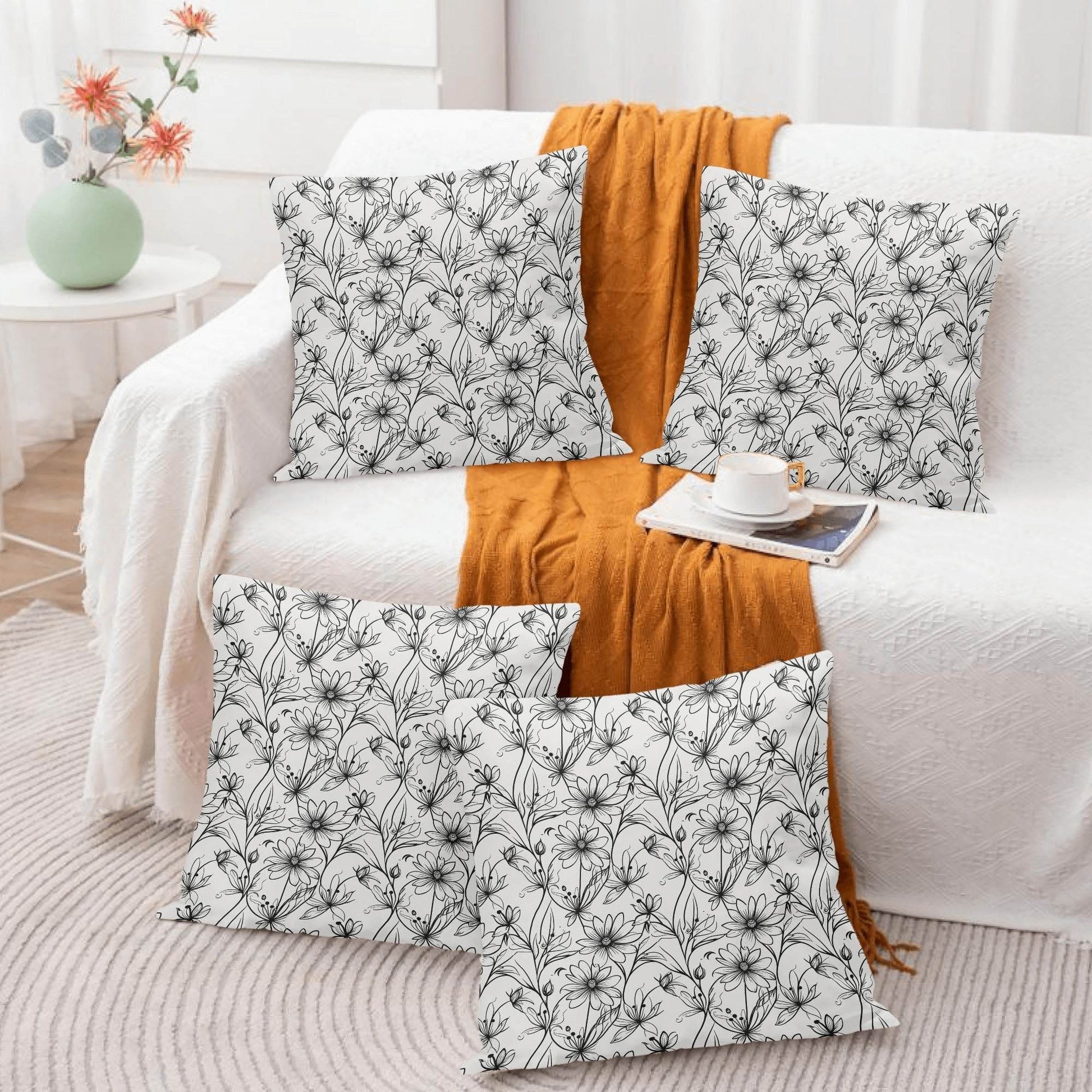 Neutral Spring Peach Velvet 4 Pcs Square Pillow Case Covers (5 sizes) - DeRose Seasonal