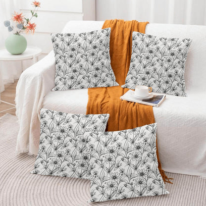 Neutral Spring Peach Velvet 4 Pcs Square Pillow Case Covers (5 sizes) - DeRose Seasonal