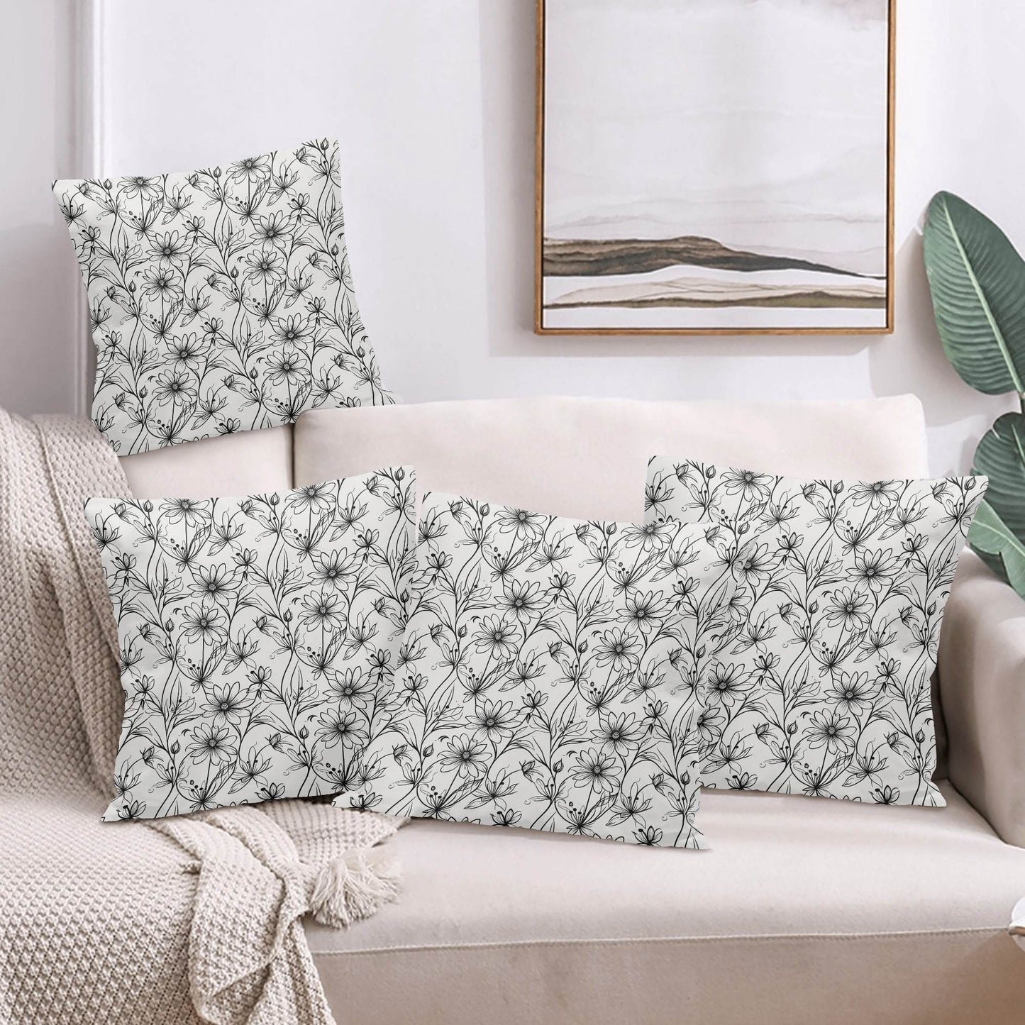 Neutral Spring Peach Velvet 4 Pcs Square Pillow Case Covers (5 sizes) - DeRose Seasonal