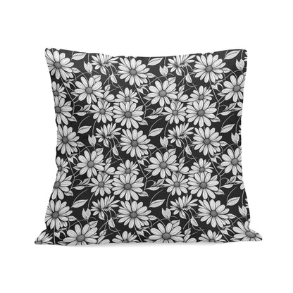 Black and White Daisys Peach Velvet 4 Pcs Square Pillow Case Covers (5 sizes) - DeRose Seasonal