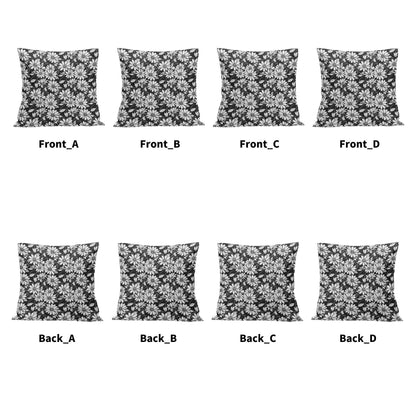 Black and White Daisys Peach Velvet 4 Pcs Square Pillow Case Covers (5 sizes) - DeRose Seasonal