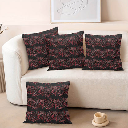 Red Light Rose Peach Velvet 4 Pcs Square Pillow Case Covers (5 sizes) - DeRose Seasonal