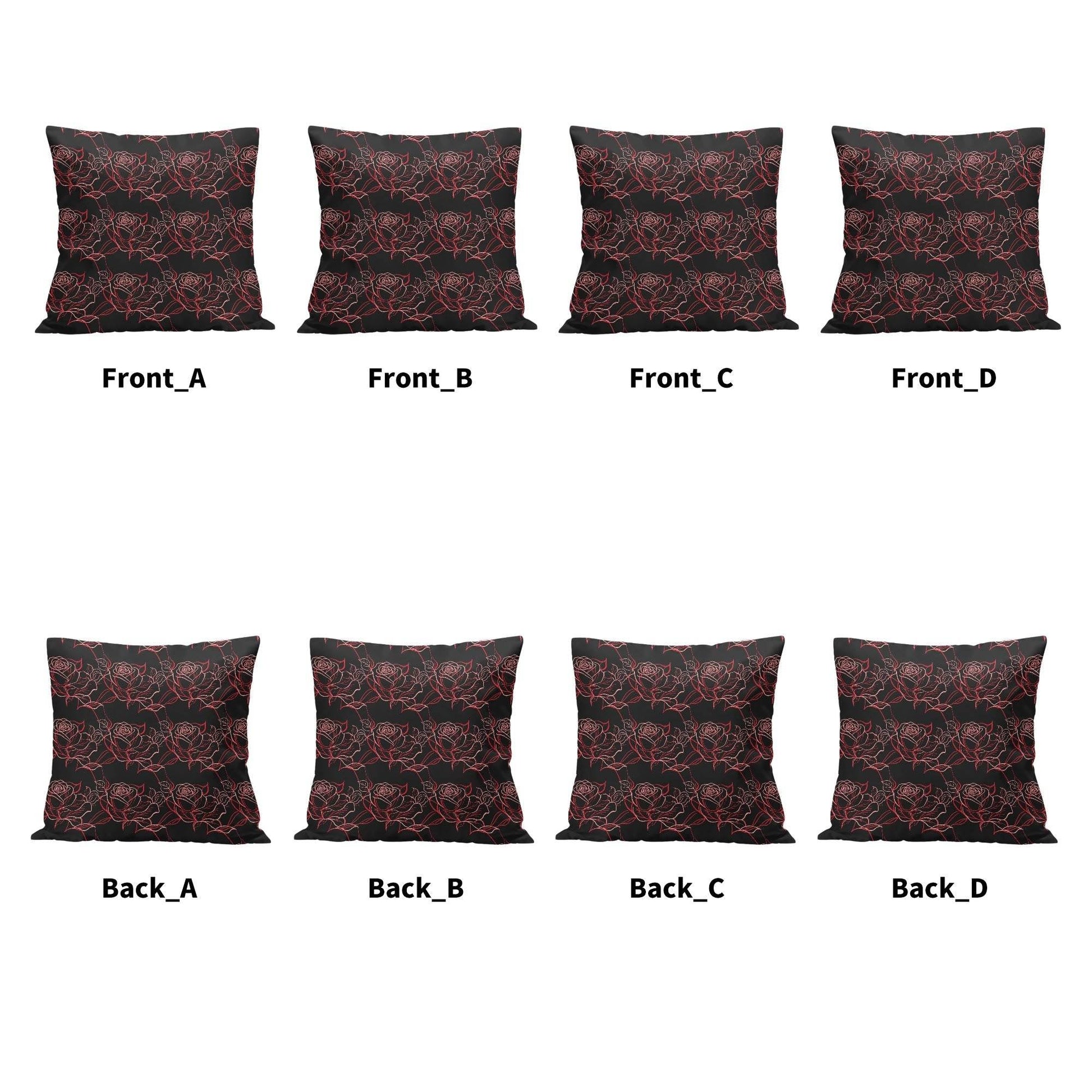 Red Light Rose Peach Velvet 4 Pcs Square Pillow Case Covers (5 sizes) - DeRose Seasonal