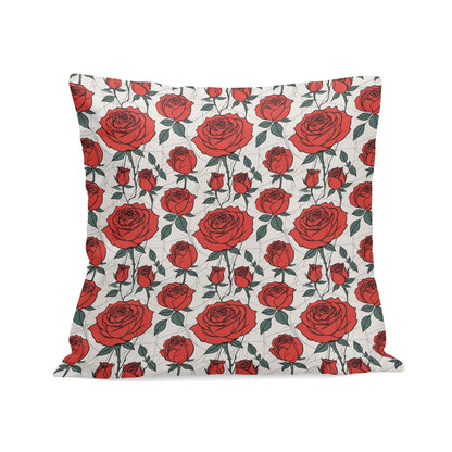 Red Roses Peach Velvet 4 Pcs Square Pillow Case Covers (5 sizes) - DeRose Seasonal