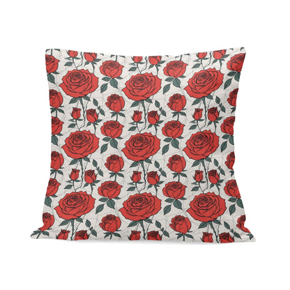 Red Roses Peach Velvet 4 Pcs Square Pillow Case Covers (5 sizes) - DeRose Seasonal