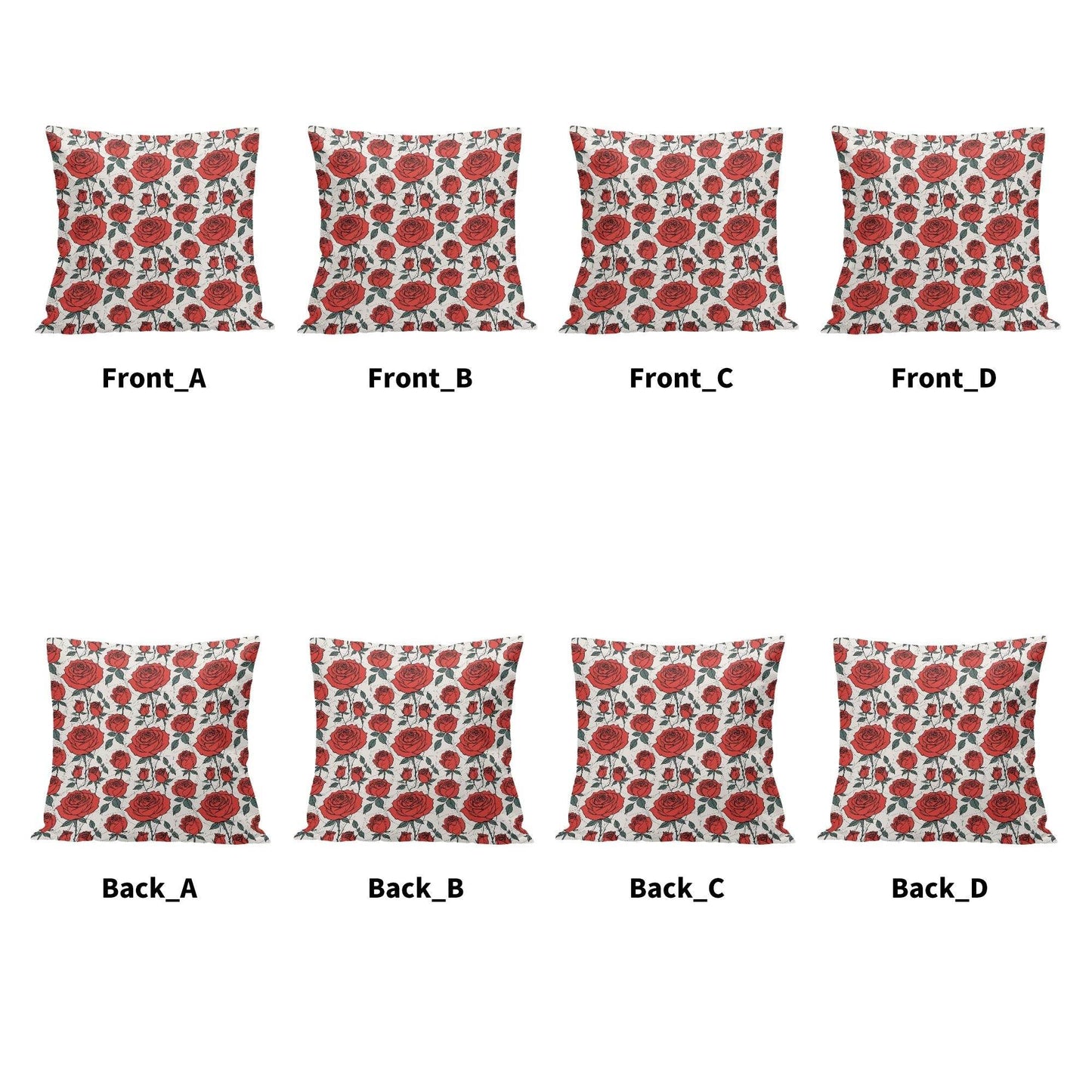 Red Roses Peach Velvet 4 Pcs Square Pillow Case Covers (5 sizes) - DeRose Seasonal