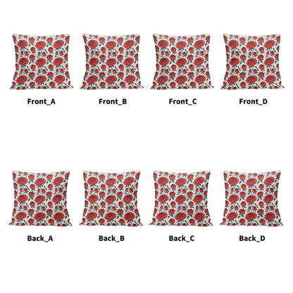 Red Roses Peach Velvet 4 Pcs Square Pillow Case Covers (5 sizes) - DeRose Seasonal