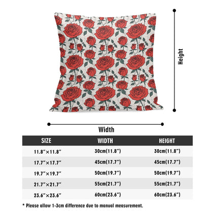 Red Roses Peach Velvet 4 Pcs Square Pillow Case Covers (5 sizes) - DeRose Seasonal