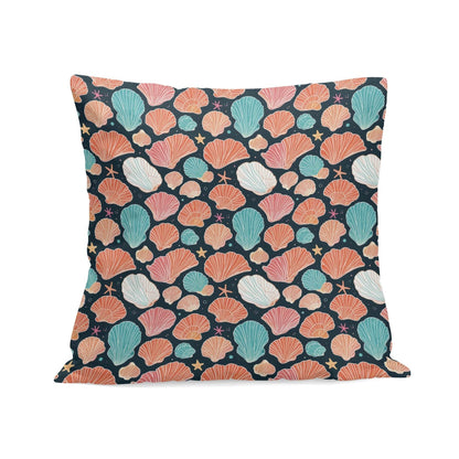 Big Shells and Stars Peach Velvet 4 Pcs Square Pillow Case Covers (5 sizes) - DeRose Seasonal