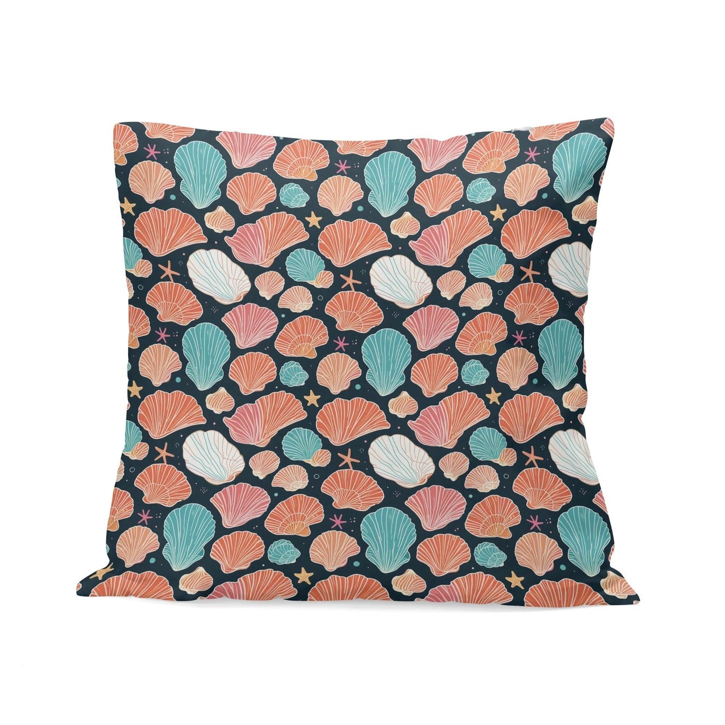 Big Shells and Stars Peach Velvet 4 Pcs Square Pillow Case Covers (5 sizes) - DeRose Seasonal