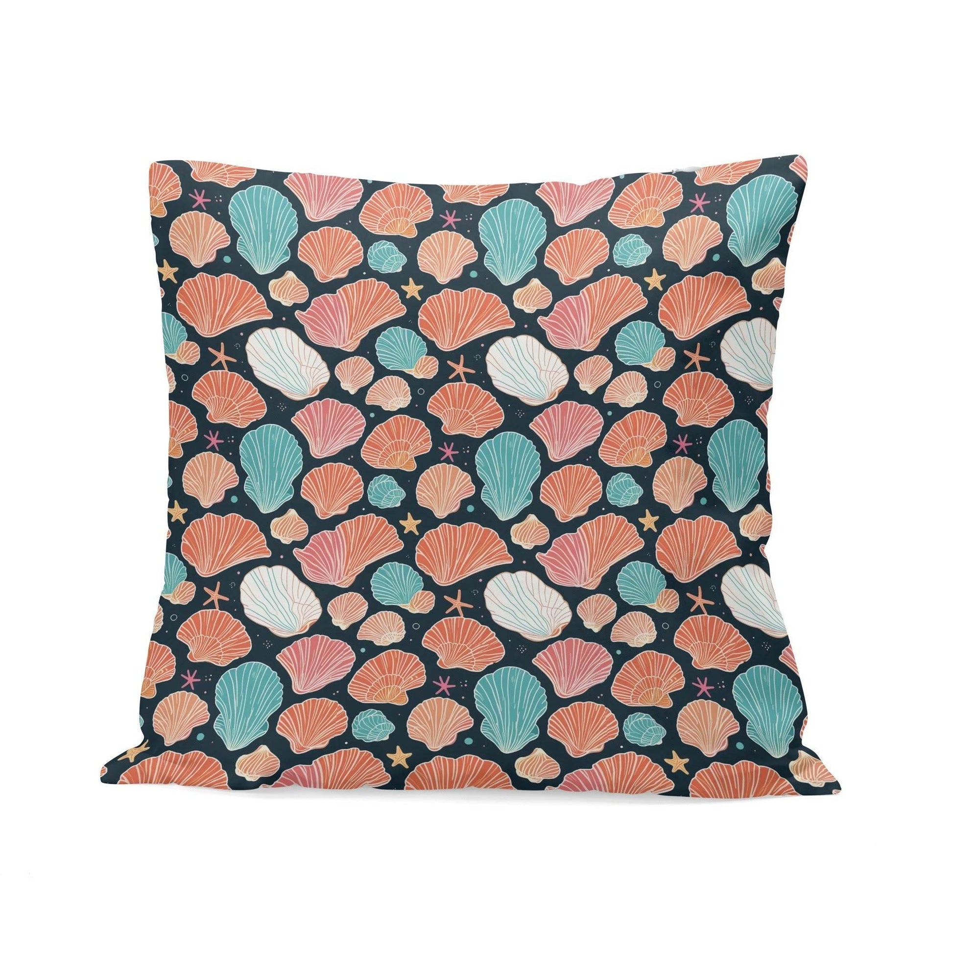 Big Shells and Stars Peach Velvet 4 Pcs Square Pillow Case Covers (5 sizes) - DeRose Seasonal