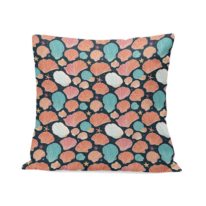 Big Shells and Stars Peach Velvet 4 Pcs Square Pillow Case Covers (5 sizes) - DeRose Seasonal