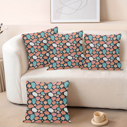 Big Shells and Stars Peach Velvet 4 Pcs Square Pillow Case Covers (5 sizes) - DeRose Seasonal