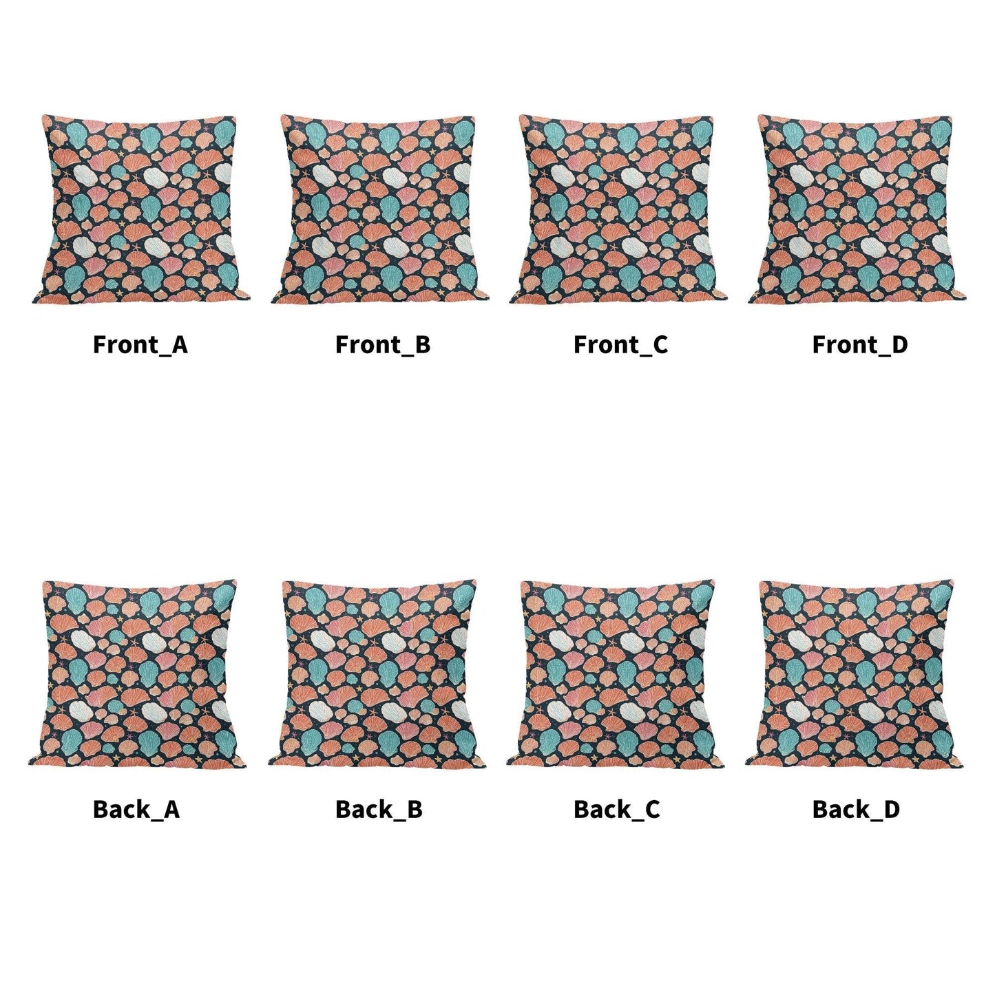 Big Shells and Stars Peach Velvet 4 Pcs Square Pillow Case Covers (5 sizes) - DeRose Seasonal