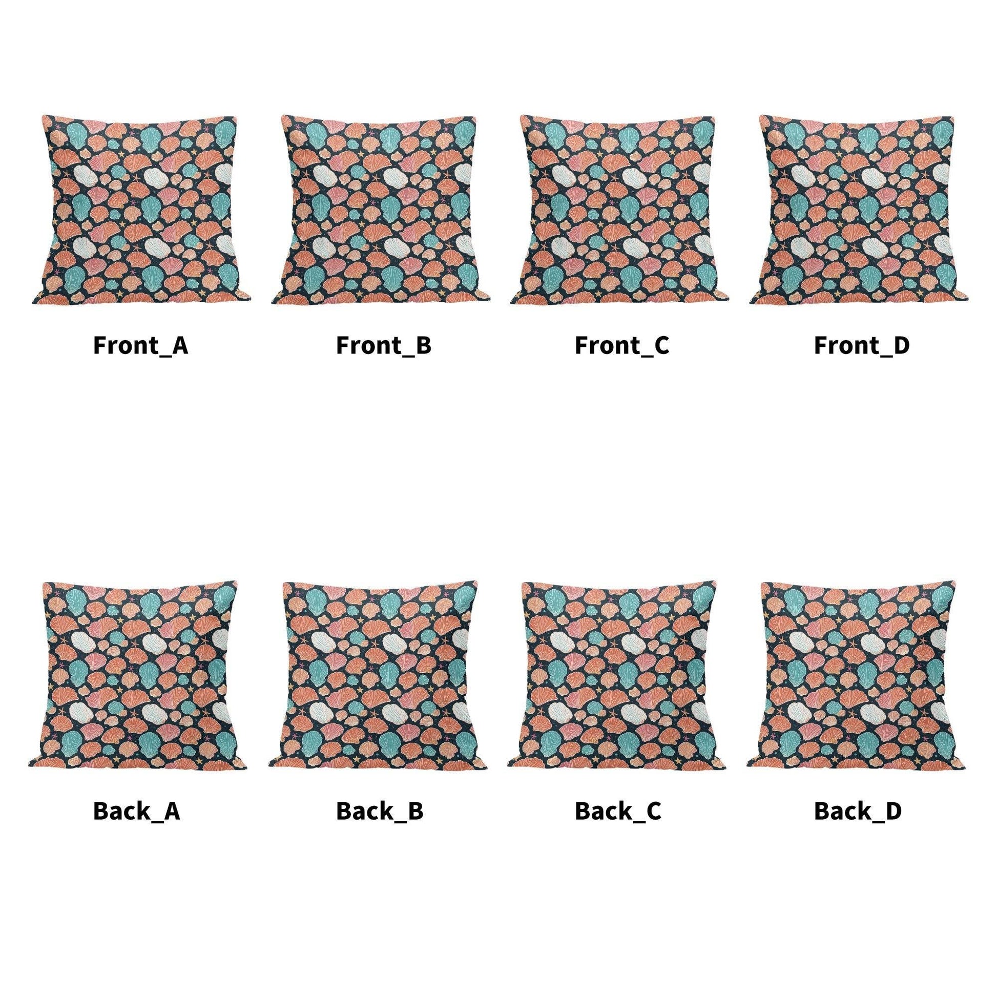 Big Shells and Stars Peach Velvet 4 Pcs Square Pillow Case Covers (5 sizes) - DeRose Seasonal