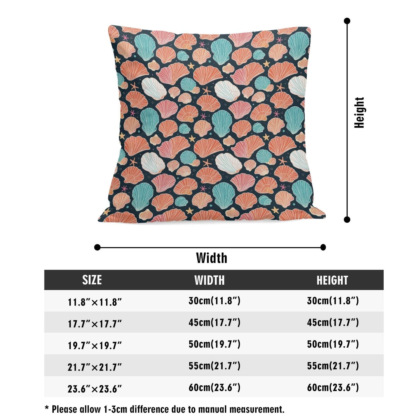 Big Shells and Stars Peach Velvet 4 Pcs Square Pillow Case Covers (5 sizes) - DeRose Seasonal