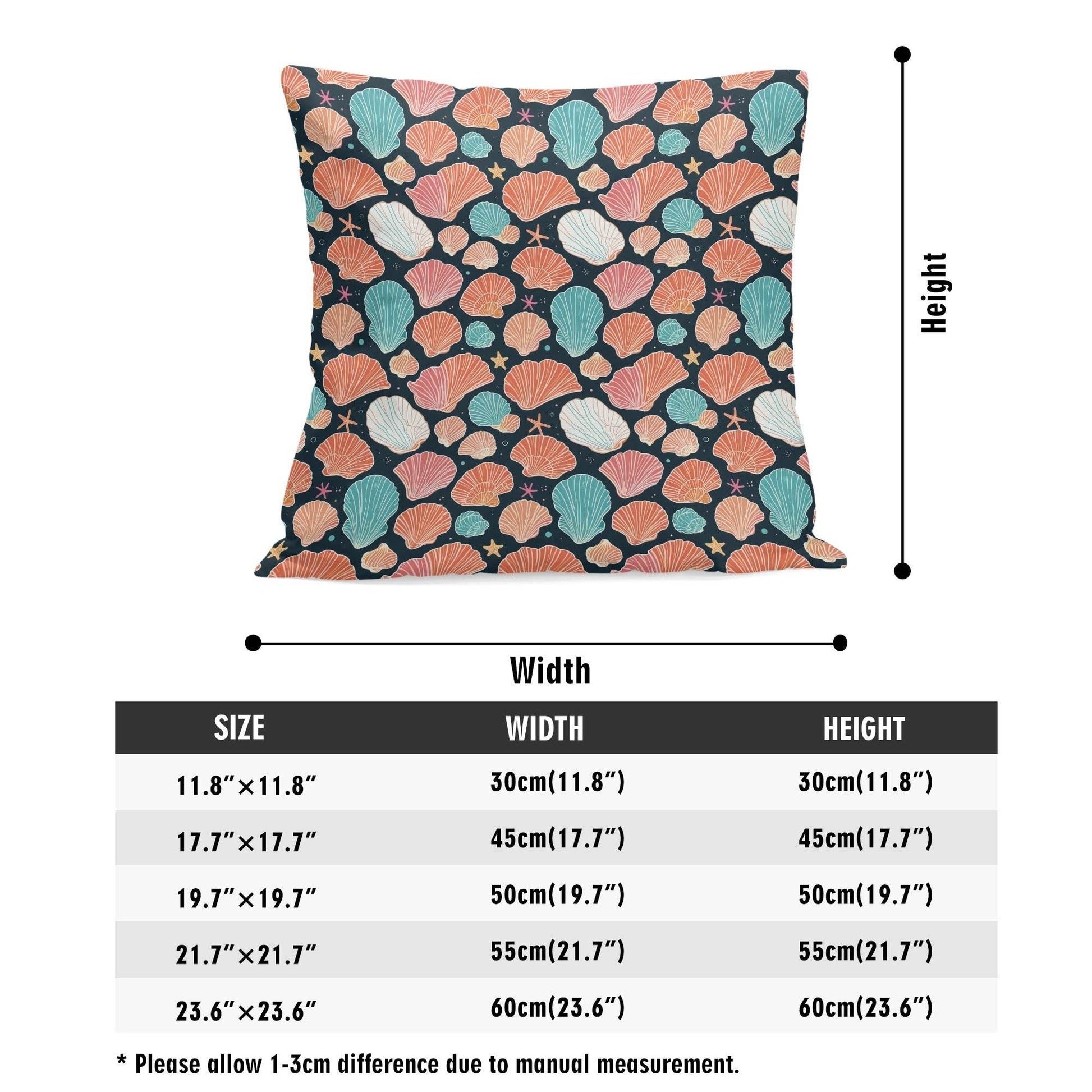 Big Shells and Stars Peach Velvet 4 Pcs Square Pillow Case Covers (5 sizes) - DeRose Seasonal